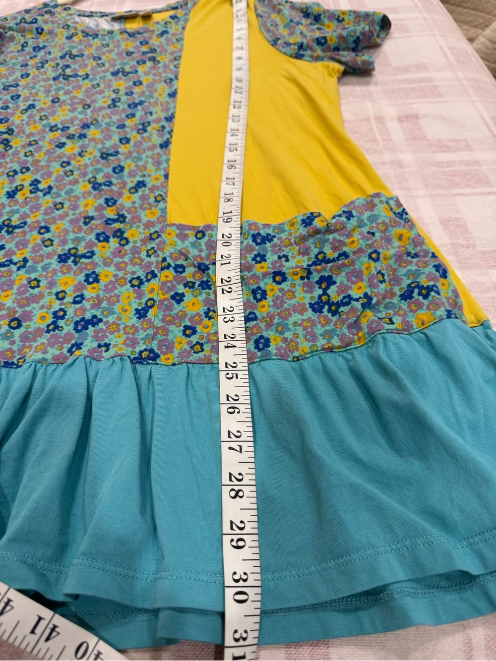 LOGO by Lori Goldstein Yellow & Teal Floral Scoop Neck Top - Picture 6 of 7